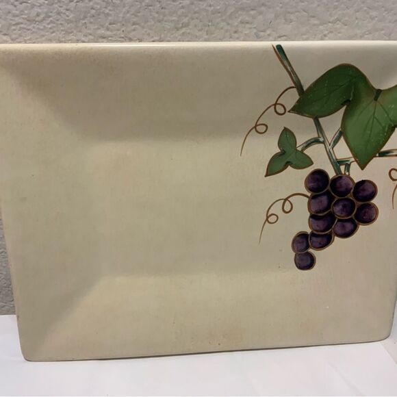 Mikasa Stoneware CHABLIS CW409 Grapes Vines Rectangular Serving Platter - Picture 3 of 7